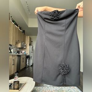 Boutique Black Dress with Floral Accents